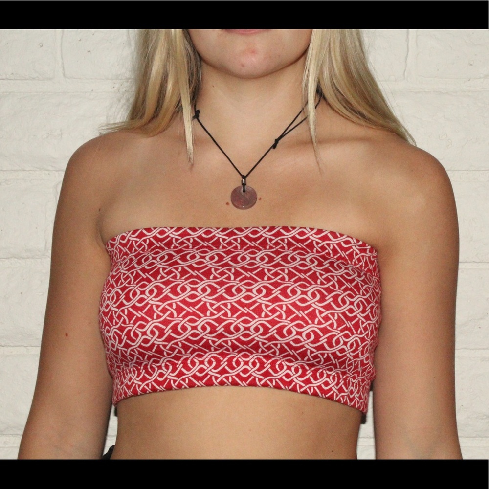 Red and white tube top